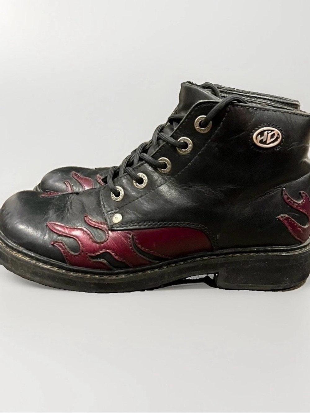 VTG Harley Davidson Women’s Flame Leather Boots Size 8.5